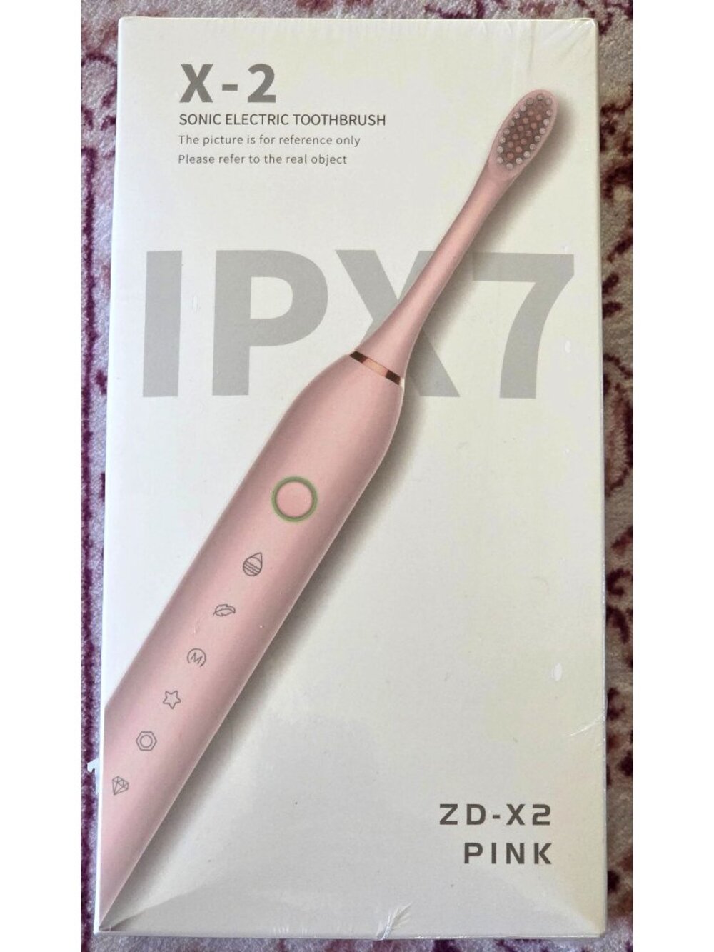 ZD-X2 X-2 Sonic Electric Toothbrush Pink Black Dupont IPX7 Fast Charge USB Kit+!
